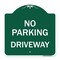 Signmission Designer Series Sign-No Parking Driveway, Green & White Aluminum Sign, 18" x 18", GW-1818-23749 A-DES-GW-1818-23749 - alternate 1